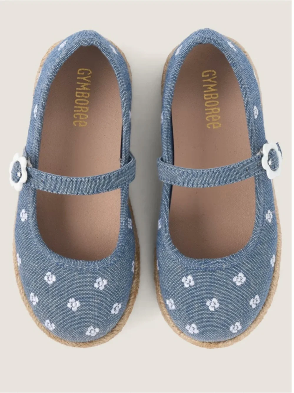 Gymboree Denim Blue Floral Mary Jane Shoes